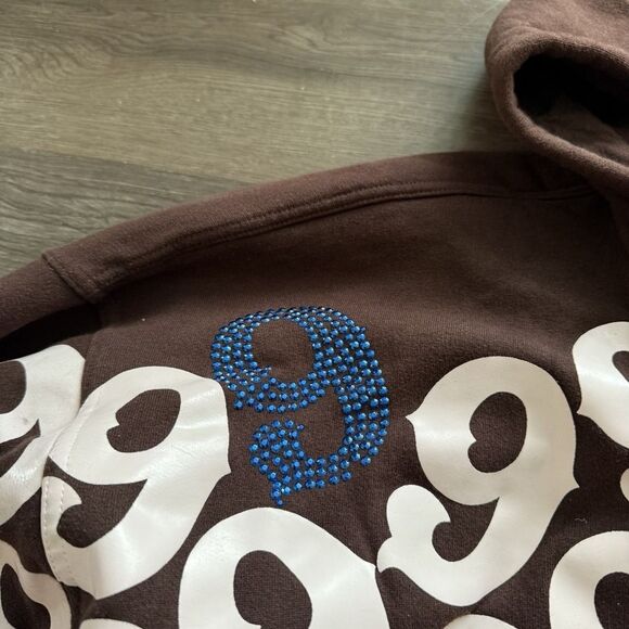 Gino Green Global Mens 3XL Hoodie Sweatshirt Zip Sweater Brown 9 Skater Y2K - Picture 5 of 9